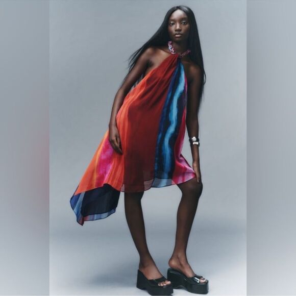 ZARA BEADED HALTER DRESS NWOT XL - Picture 4 of 16